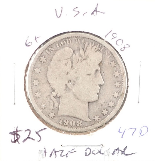 1908-O Barber Half Dollar