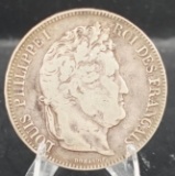 1833 W 5 Francs Silver Coin