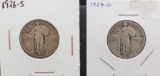 (2) Standing Liberty Quarters