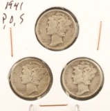 (3) sets of Mercury Dime Sets