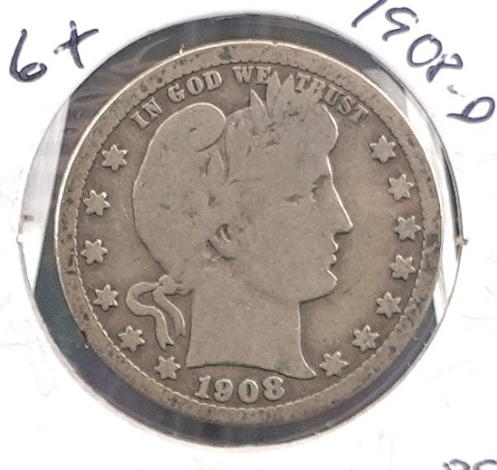 1908-D Barber Quarter
