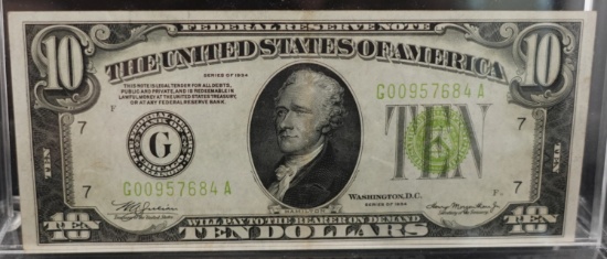 1934 Lime Green Seal $10 Note