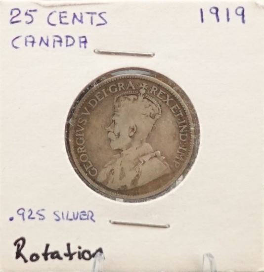 1919 Canadian 25 Cent Coin