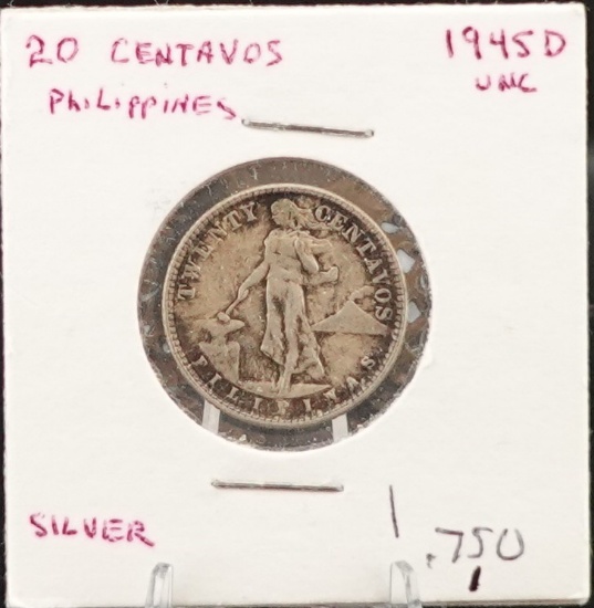1945-D 20 centavos Philippians Coin