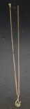 17 3/4' 14K Gold Necklace and Emerald Pendant