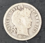 1911, 1911-S and 1911-D Barber Dimes