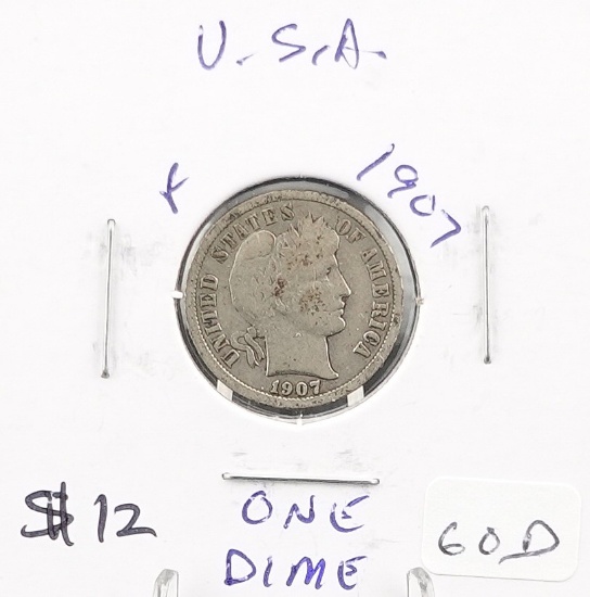 1907 Barber Dime