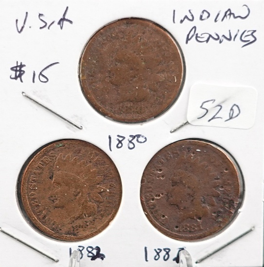 (3) Indian Head Cent 188801881 and 1882