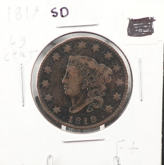 1919 Coronet Hair Small Date Large Cent