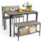 Costway 4 Pieces Rustic Dining Table Set with 2 Chairs and Bench