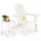 Costway 2PC Patio Adirondack Chair Side Table Weather Resistant Cup Holder - White