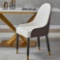 Dining Chair Set with PU Leather White Solid Wood Metal Legs (Set of 2)