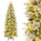 Costway 6/7.5/9 FT Flocked Christmas Tree with PVC Branch Tips - White LED Lights