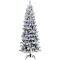 Costway 7.5-ft Pre-lit Pencil Flocked White Artificial Christmas Tree with Multicolor LED Lights