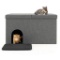 Cat Litter Box Enclosure Hidden Furniture w/ Urine Proof Litter Mat-Gray
