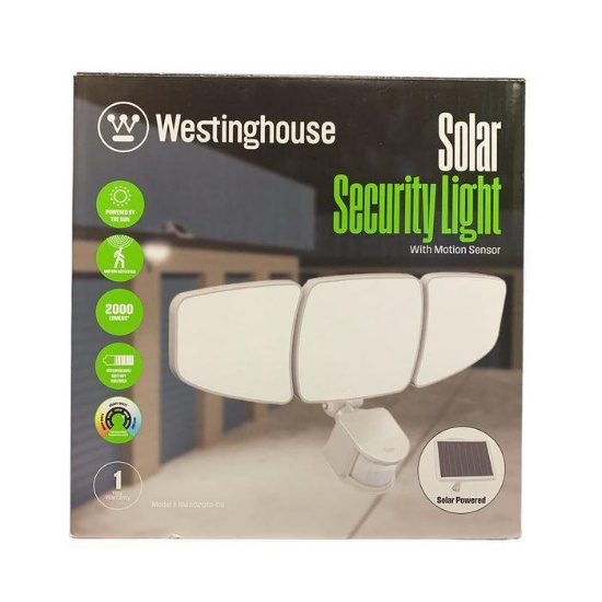 Westinghouse 2,000 Lumen Solar Powered Security Light With Motion Sensor, White