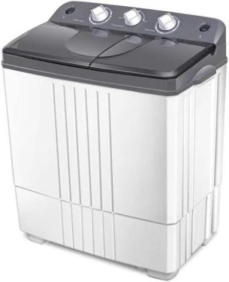 Costway Portable Washer w/ Spin Pump, White/Gray