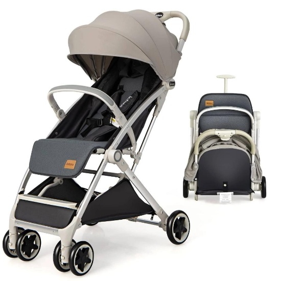 INFANS Lightweight Baby Stroller Compact Stroller with One-Hand Fold - Grey