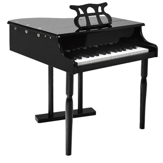 Costway 30-Key Wood Toy Kids Grand Piano with Bench and Music