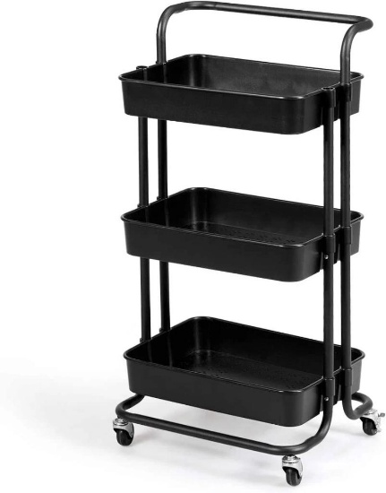 Costway 3-Tier Utility Cart Storage Rolling Cart