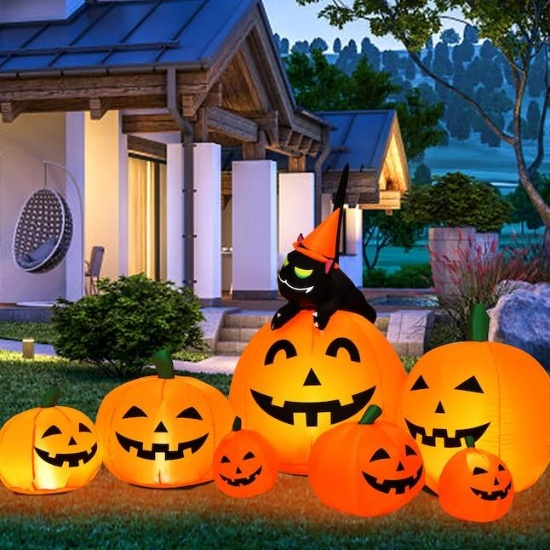 Costway 7.5-ft Lighted Happy Halloween Inflatable Decor
