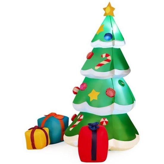 Costway 6-ft Internal Light Inflatable Christmas Tree with Gift Boxes and LED Bulbs