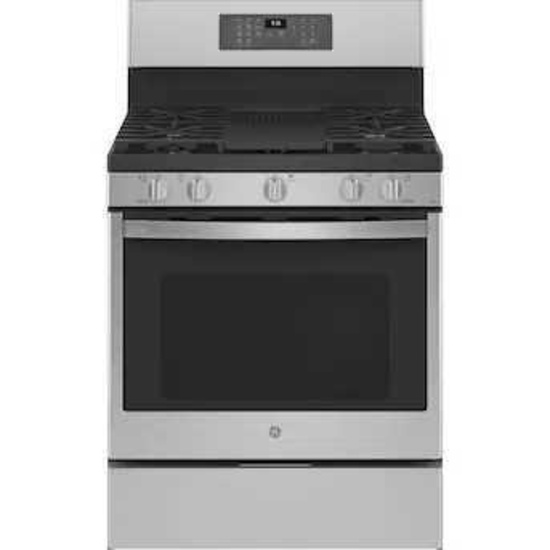 GE Profile 30" 5-Burner 5.6-cu ft Air Fry Convection Oven #jgb735sp1ss