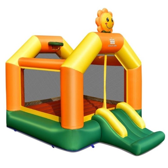 Kids Inflatable Bounce Jumping House with Slide without Blower - 114.5" x 106.5" x 144" (L x W x H)