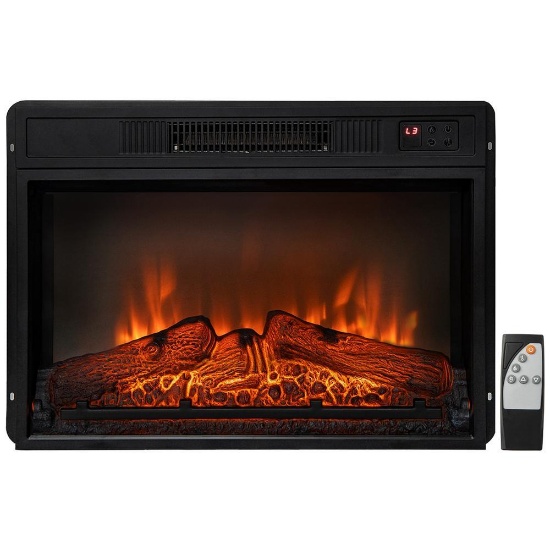 Costway 23" Electric Fireplace Insert Heater w/ Log Flame Effects - 1,400W