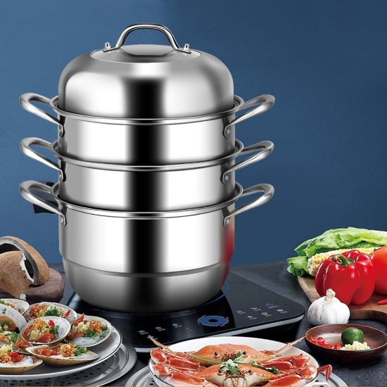 Costway 3 Tier 11 Inch Stainless Steel Steamer Set