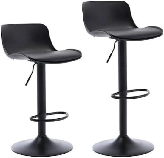Swivel Adjustable Height Bar Stool, Black, Set of 2 - Cl-ppzd9527-black