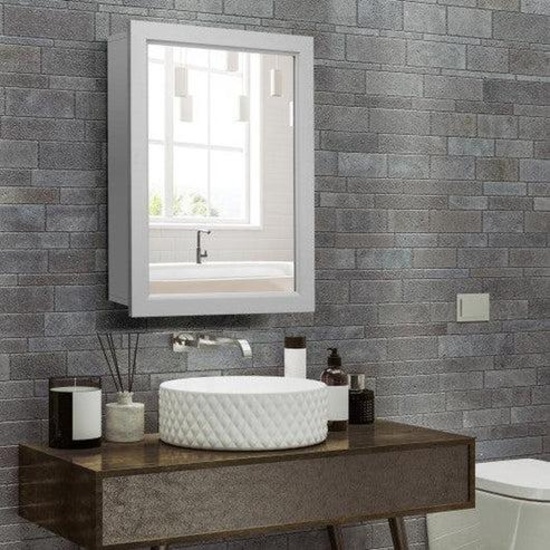 Costway Wall-Mounted Mirrored Medicine Cabinet - Gray