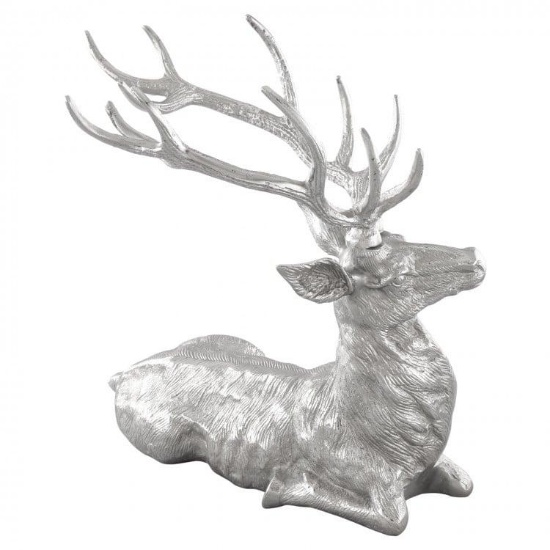 Silver Reindeer Statue/Deer Sculpture for Indoor Christmas Decor