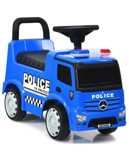 Costway Mercedes Benz Kids Ride On Push Licensed Police Car - Blue