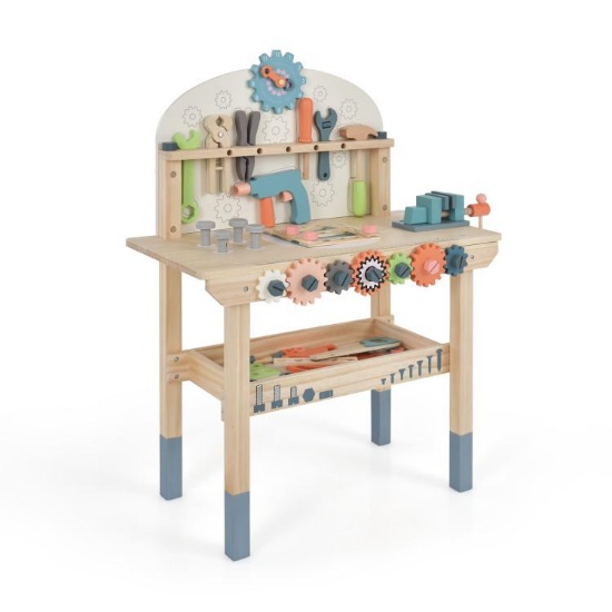 Costway Kids Play Tool Workbench with Realistic Accessories