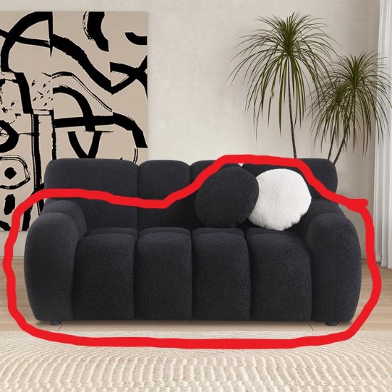 Kieayla 64.96'' Upholstered Loveseat - Black (Seat & Arms only) w/ 2 Pillows - No Back