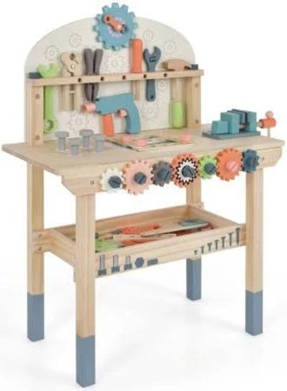 Costway Kids Play Tool Workbench with Realistic Accessories
