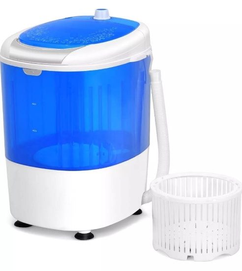 Costway Portable Mini Washing Machine w/Spin Basket & Rotary Controller for Home - Blue