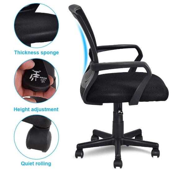Costway Mid-Back Mesh Height Adjustable Executive Chair with Lumbar Support