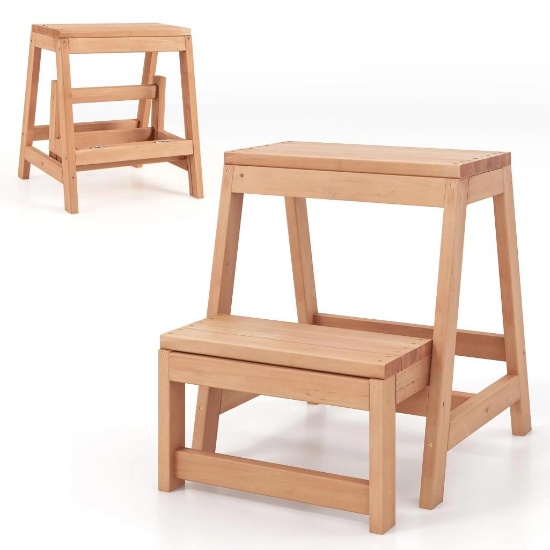 Multipurpose Wood Folding 2-Step Stool - Natural