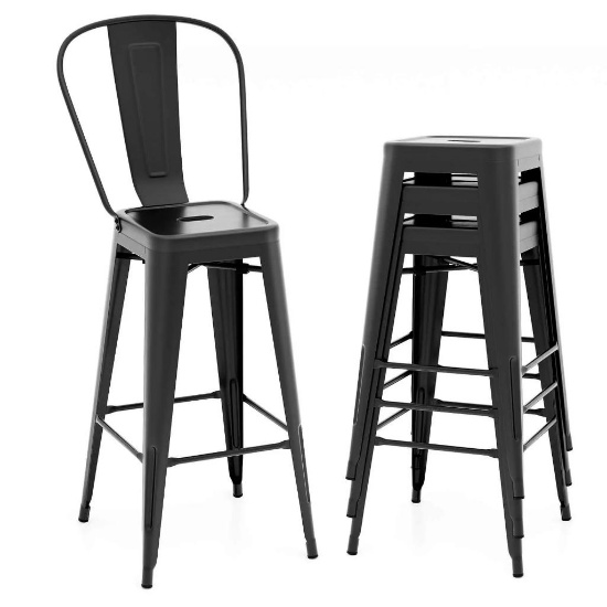 Metal Barstools Set of 4 - Black