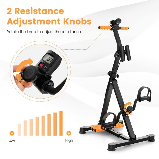 Costway Adjustable LCD Pedal Exercise Bike - Yellow