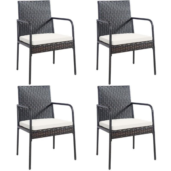 Costway 4PCS Patio Wicker Rattan Dining Chairs
