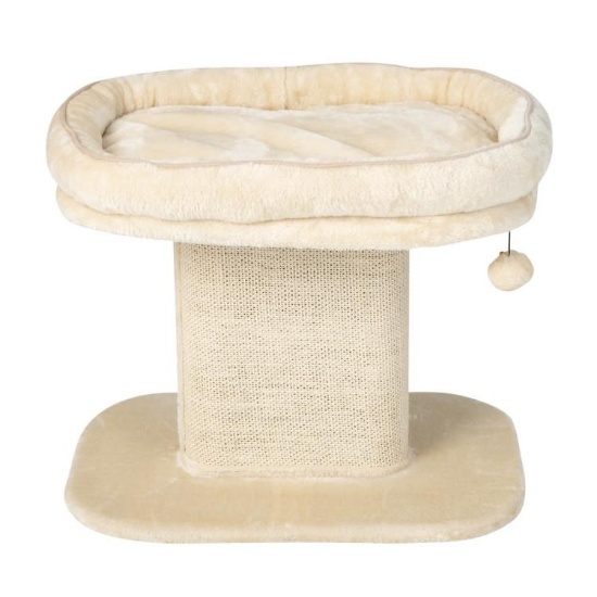 Cat Tree Tower with Large Plush Perch and Sisal Scratching Plate-Beige