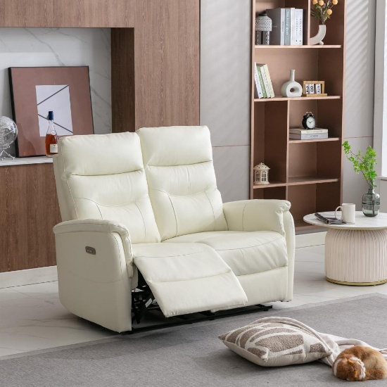 Viradis 52.4" High Back Power Reclining 2 Seater Loveseat With USB Port - White