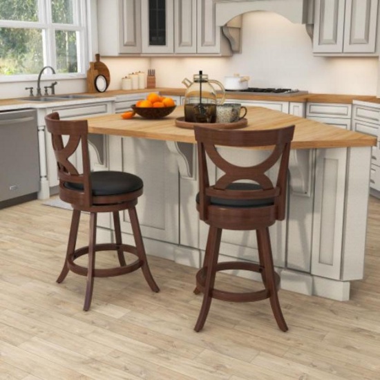 24 in. Swivel Bar Stools, Espresso/Black - Set of 2