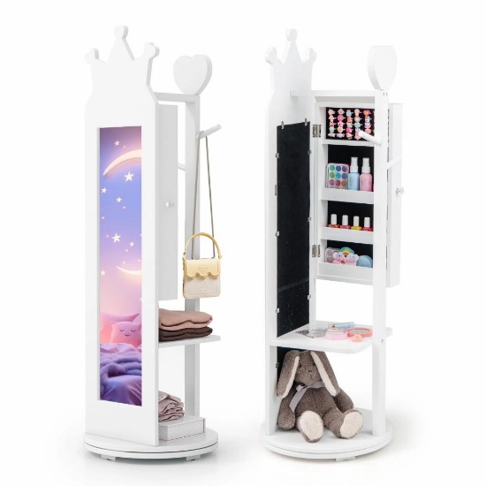 Kids Mirror Jewelry Cabinet - 360... Swivel Jewelry Armoire with Full Length Mirror