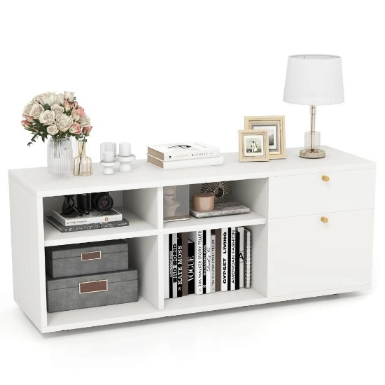 TV-Stand for Bedroom Entertainment Center - White