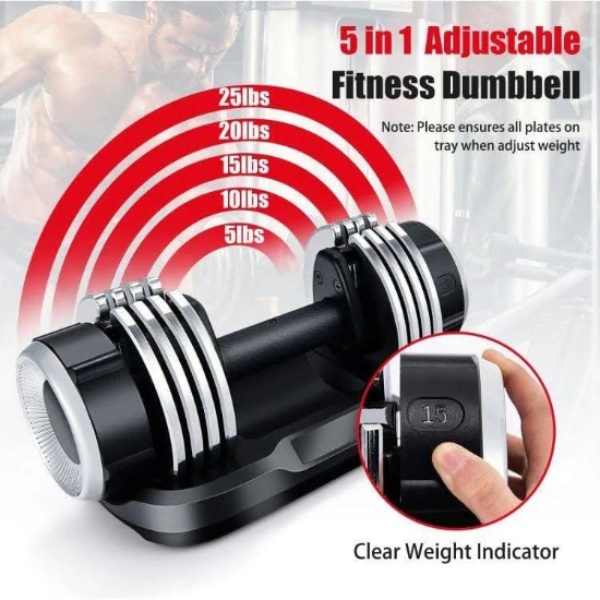 Costway 5-in-1 Adjustable 25Lbs Weight Dumbbell