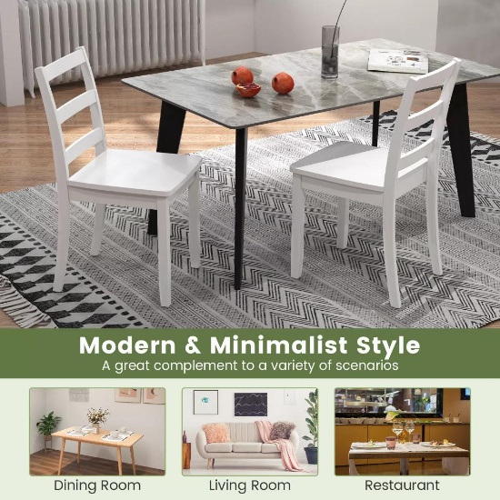 Costway Wood Dining Chair with Solid Rubber Wood Legs